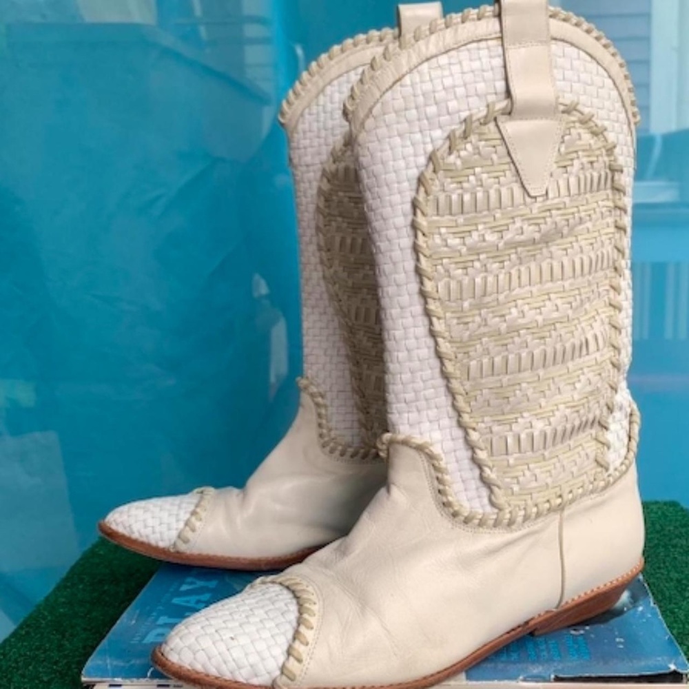 80’s White Western Woven Boots